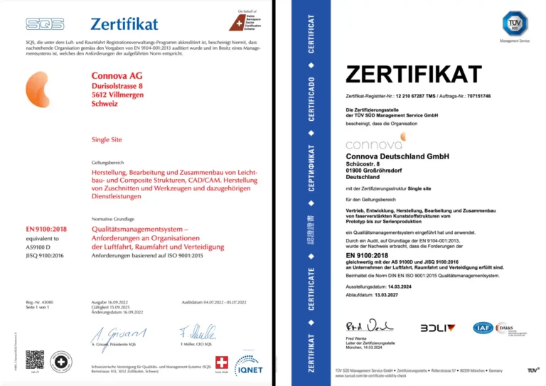 Certificats de qualité du groupe connova